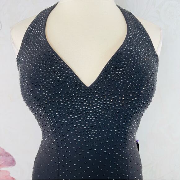 Abby Paris Black sequin studded gown Size 14 NWT - Picture 7 of 14